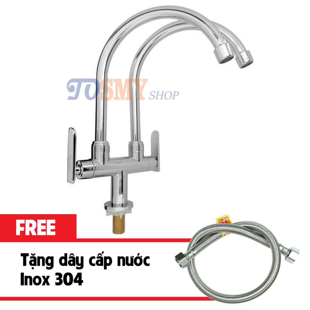 VÒI RỬA CHÉN LẠNH ĐÔI CL16 (BẠC) – tặng 01 dây cấp nước Inox 304