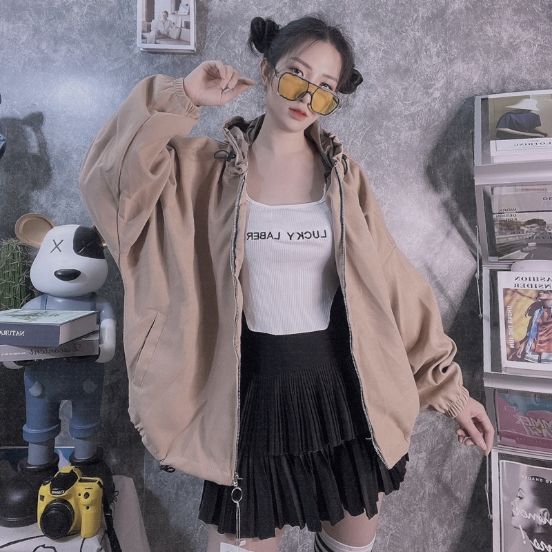 Áo Khoác Nữ Trơn 2 Lớp Dáng Ngắn Vừa Vặn_Tay Cánh Dơi Phồng Unisex_Chất Bố Nhung Mịn Nhập Lớp Lót Vải Dù Xịn Mát_AKDL07