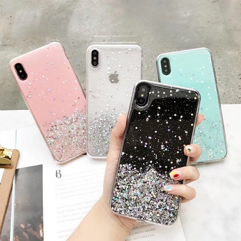 Ốp điện thoại silicon mềm hình trời sao lấp lánh nhiều màu cho iPhone 6 6s 7 8 x xr xs max i11 pro max