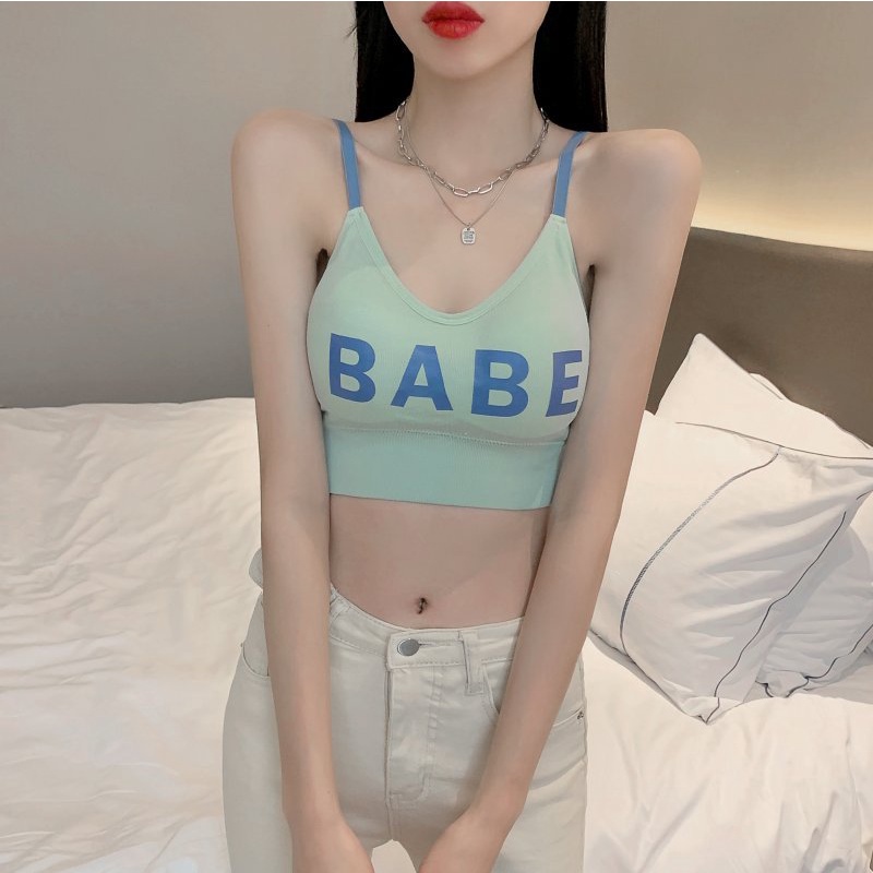 Áo bra nữ 2 dây tập gym thể thao co dãn và thấm hút mồ hôi,Áo lót đệm mút mỏng in chữ cá tính và phong cách LANIXA B2890