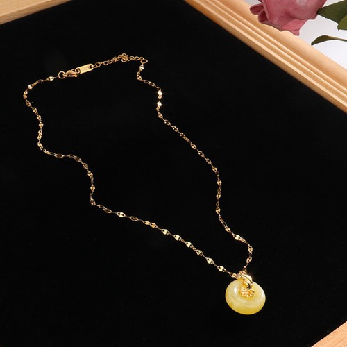 Dây Chuyền Mặt Đá Nhân Tạo Màu Vàng Titan Ko Han Rỉ TT 3648