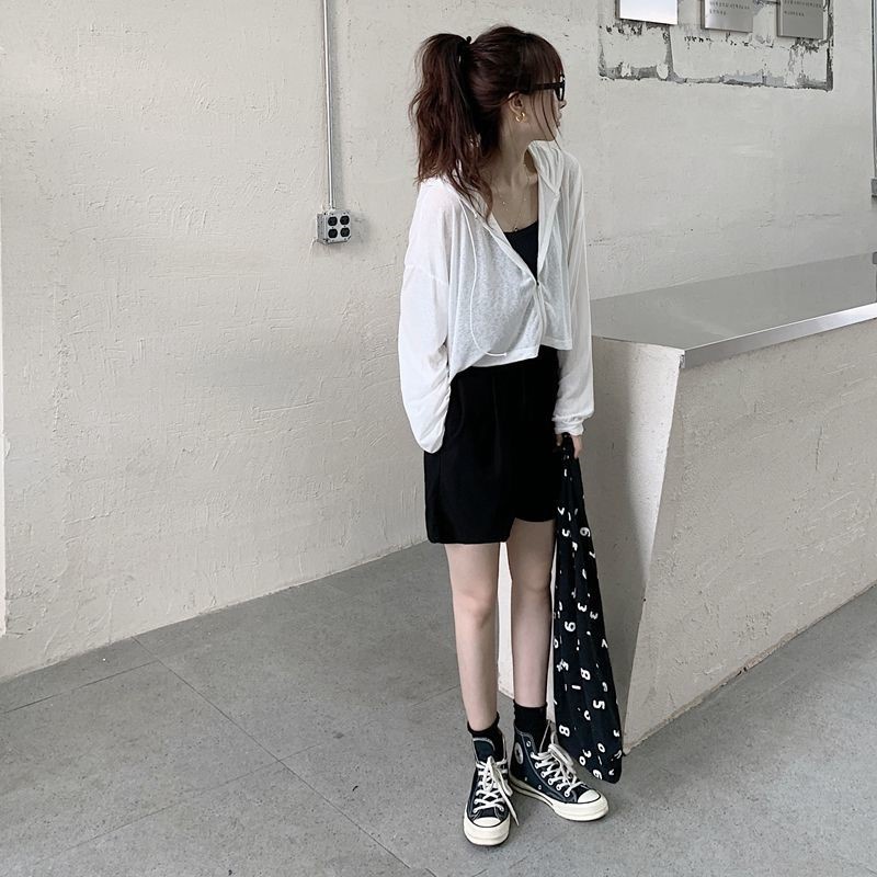 Áo Khoác Nữ Có Nón và Dây Kéo Aimeehouse Áo Cardigan Mỏng Thoáng Mát Thời Trang Mùa Hè Mới