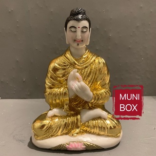 Tượng Phật Thích Ca bột đá trắng 18cm