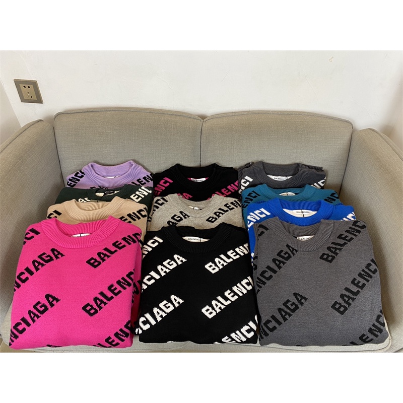 Balenciaga Áo Khoác Len Dày Hai Lớp In Chữ Thời Trang Cho Nam Nữ