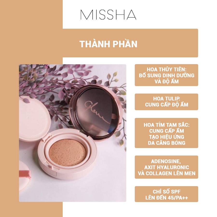 [Mã COSMIS -8% ĐH250k]Phấn Nước Bắt Sáng Missha Cover & Glow Cushion 14g | WebRaoVat - webraovat.net.vn