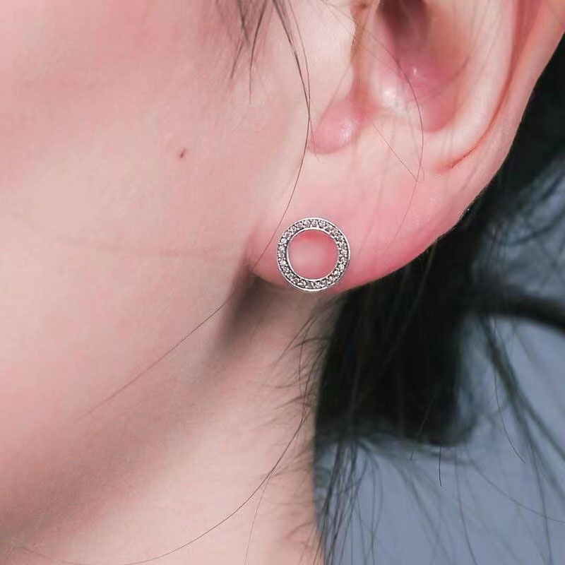 Nữ thời trang Hàn Quốc Bông tai Rhinestone Cá tính Bông tai Stud tròn