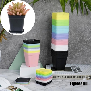 Bay❀Bộ 5 Chậu Nhựa Trồng Cây Mini Hình Vuông