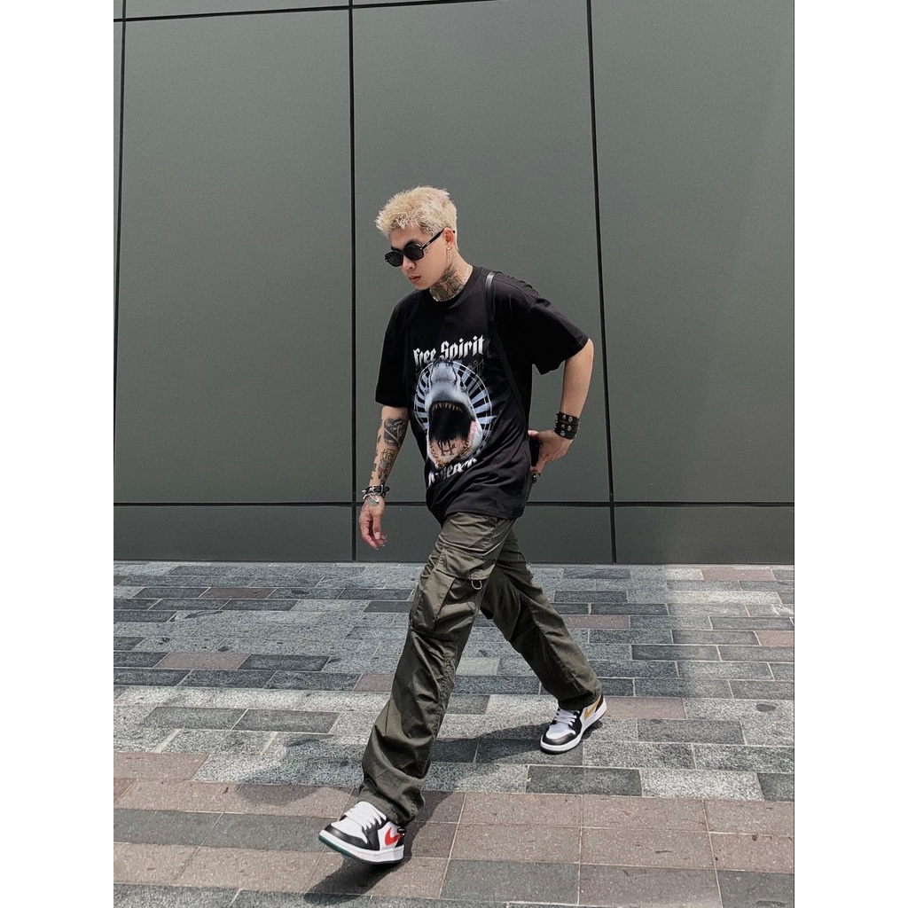 Áo Thun Tay Lỡ Shark Free Spirit - CAMNHUNG Áo Thun Nam Nữ Unisex Hot Hit