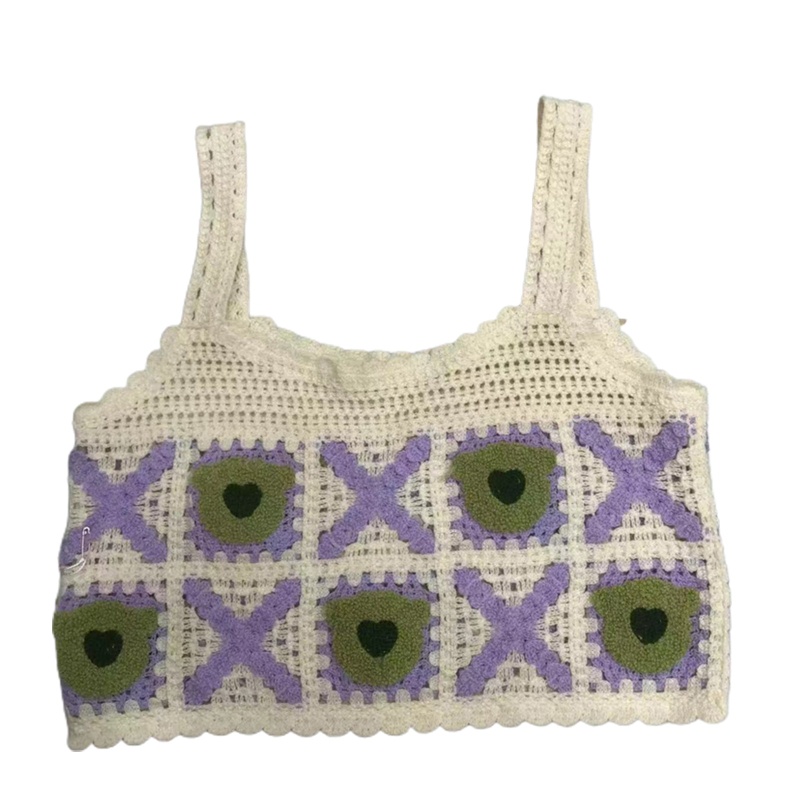 Áo Hai Dây Đan Móc xiangbao Thêu Họa Tiết Chú Gấu Dễ Thương Thời Trang Cho Nữ