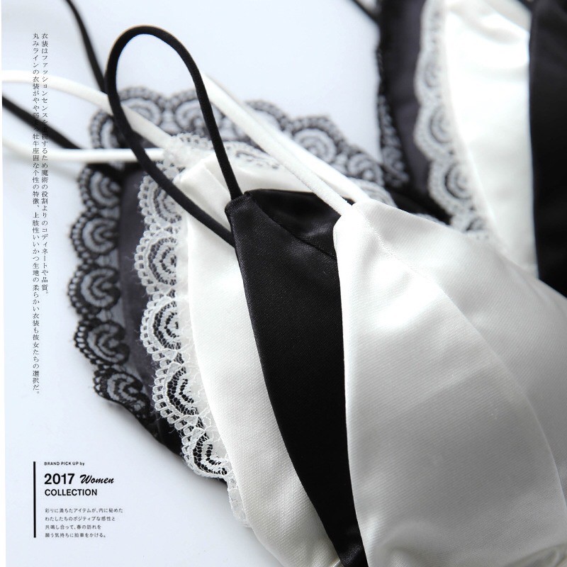 [Mã FAMARAL1 giảm 10K đơn 50K] Áo Bra Lụa Satin Vanvene Đen Trắng Dây Lưng Chun Free Size 45-55Kg A500 | BigBuy360 - bigbuy360.vn