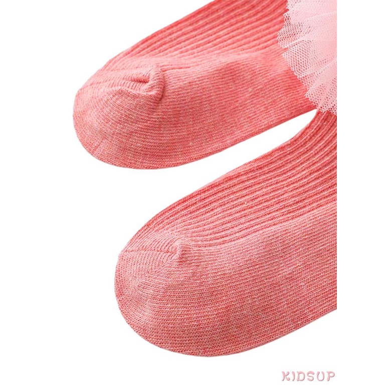 Kidsup- Vớ Ren Viền Bèo Nhún Màu Trơn Xuân Thu Cho Bé Gái (Trắng, Đỏ Rượu, Xanh Navy, Xanh Dương)