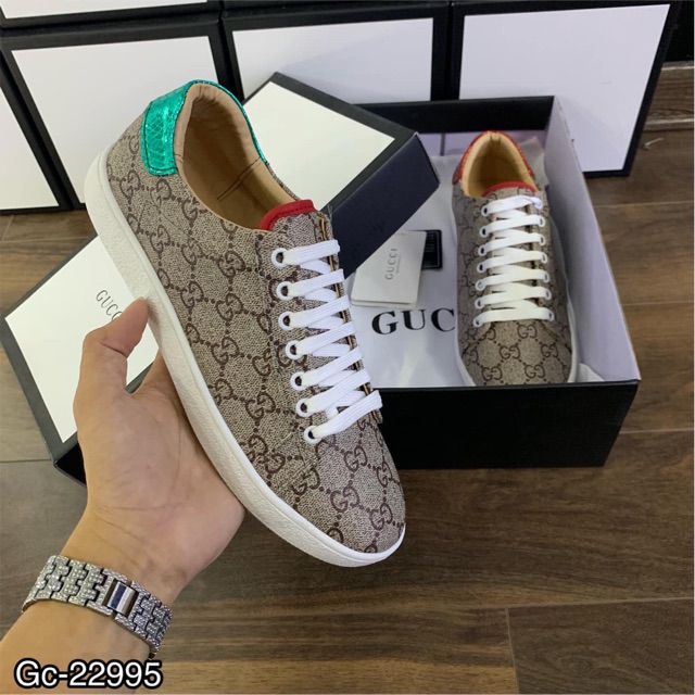 Giày Dây Gucci Trơn Gót Xanh Đỏ Full Box