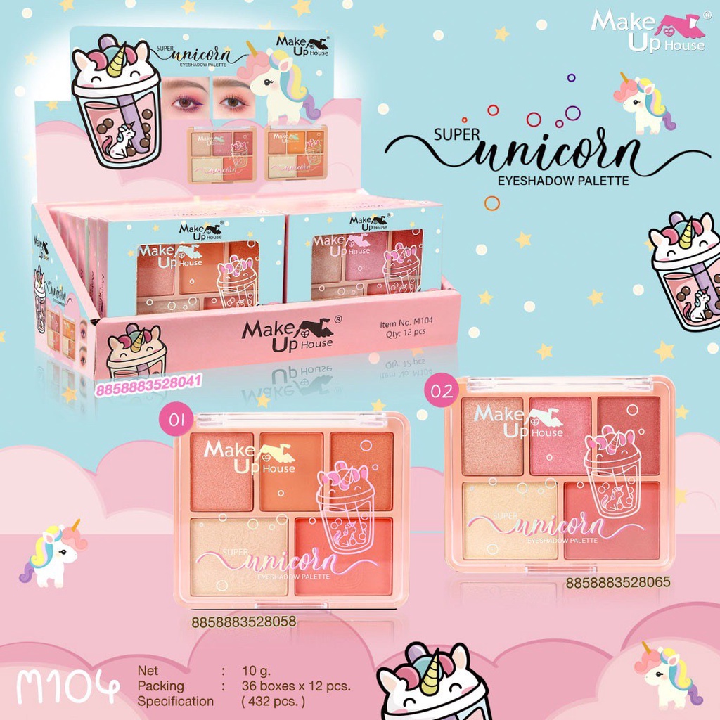 Bảng phấn mắt M104 Make Up House Super Unicorn Eyeshadow Palette Tông cam đào Thái Lan