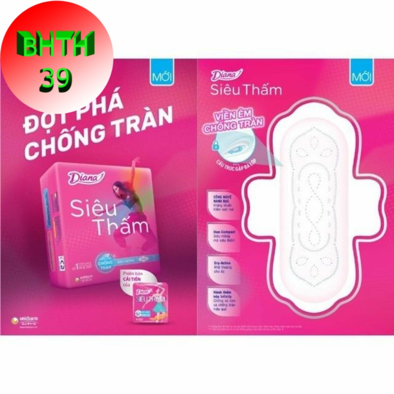 Băng vệ sinh Diana siêu thấm mỏng cánh