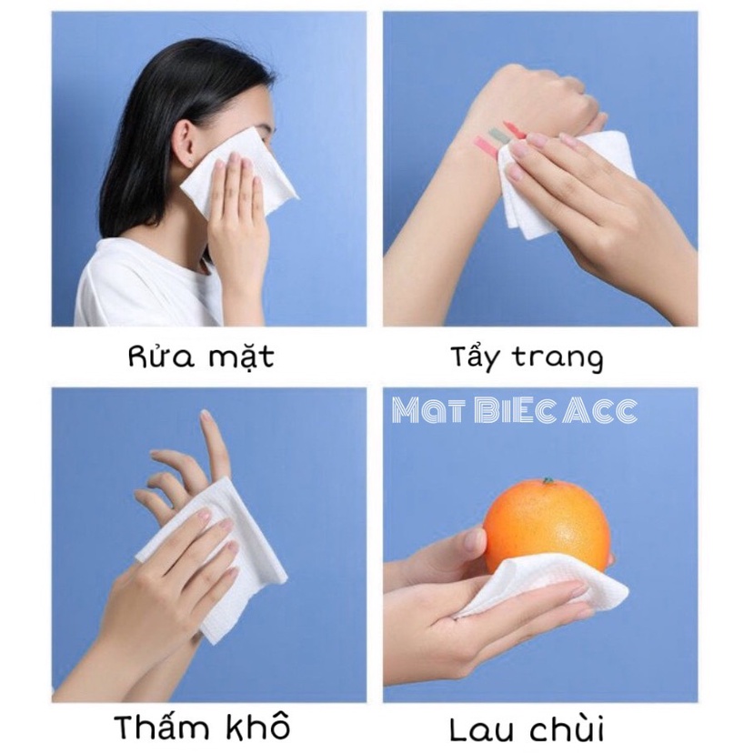 Khăn mặt dùng 1 lần lau khô ướt, giấy đa năng 100% cotton dạng tệp (nội địa Trung)