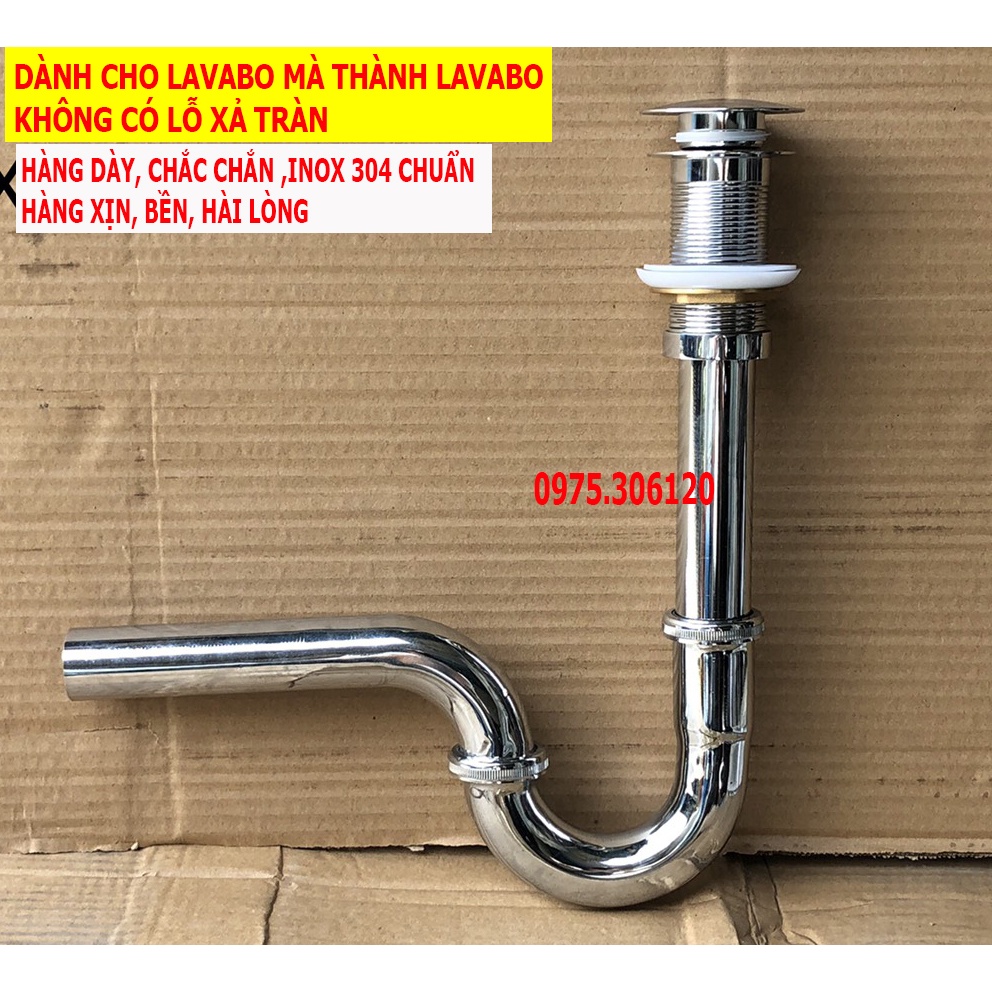 [NÚT NHẤN RẤT BỀN] Ống Xả Xiphong Bồn Rửa Mặt Lavabo X05 inox 304 100%, xả cho lavabo không xả tràn, xả kiếng inox