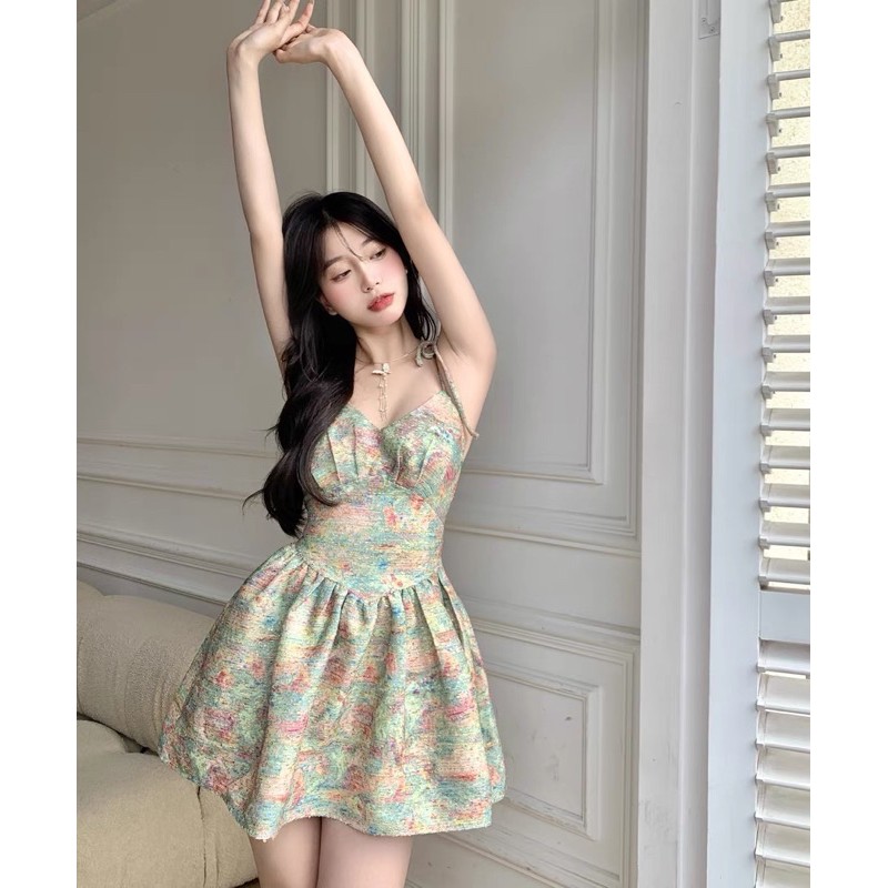 Ròm [Ảnh tuchup] ĐẦM 2S IN TRANG SƠN DẦU PHONG CÁCH RETRO HÀN QUỐC MỚI SIÊU XINH | BigBuy360 - bigbuy360.vn