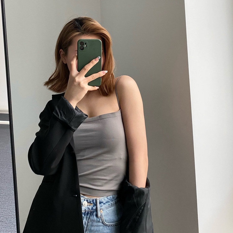 Áo Croptop Hai Dây Màu Trơn Thời Trang Quyến Rũ Cho Nữ