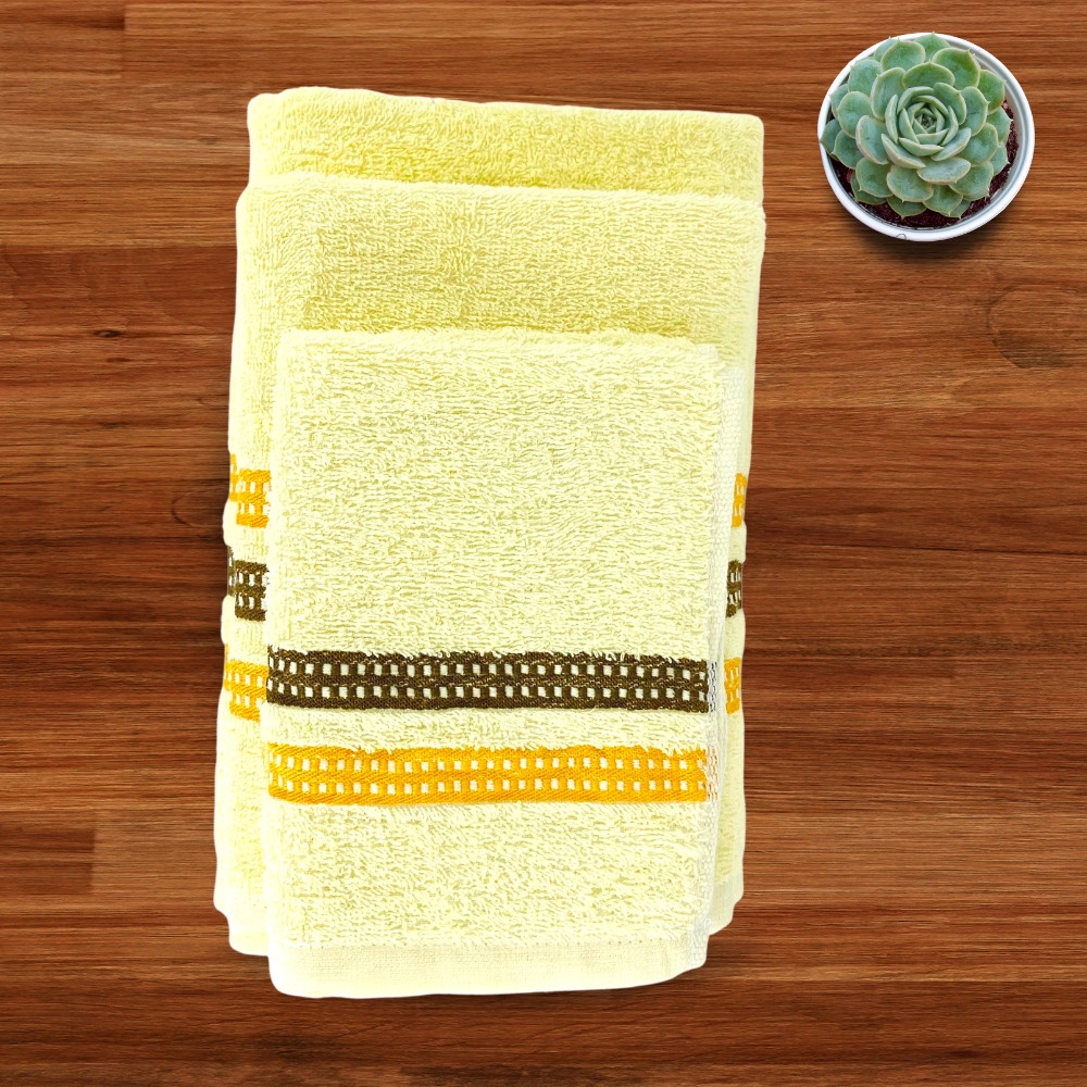 [COMBO 2 KHĂN TẮM + 1 KHĂN TAY] Khăn Cotton Siêu Thấm Hút Thiện Phú SML352 Vải Sợi Bông Mềm Mịn