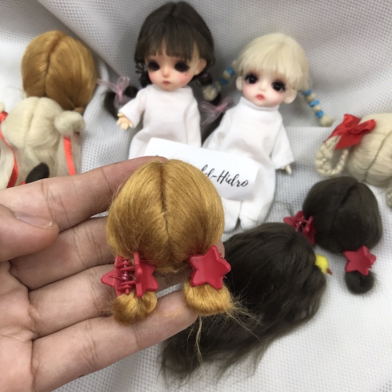 Wig cho búp bê BJD 1/12 tóc giả cho búp bê, wig len HandMade