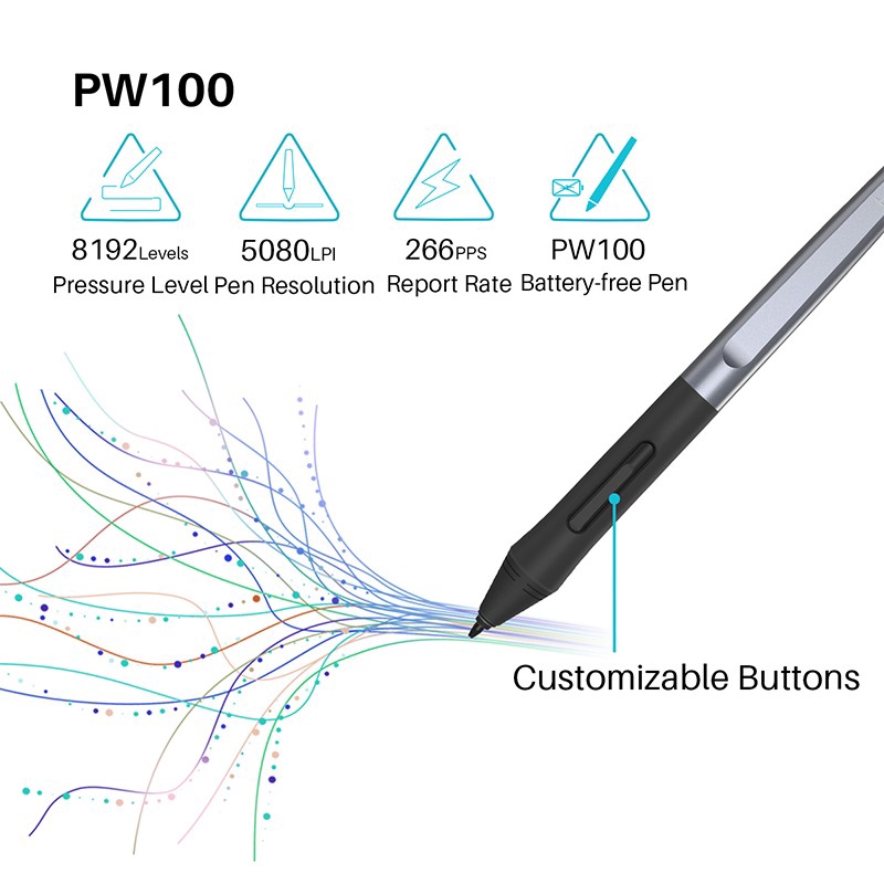 Bút Vẽ Nghệ Thuật Huion Hs64 6x4 Inch Kèm Bút Cảm Ứng Không Pin