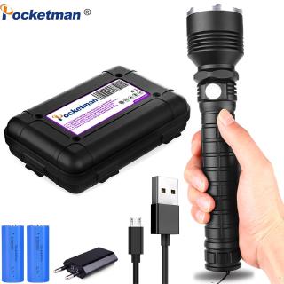 80000lumens Đèn pin Led XHP70.2 Đèn pin led mạnh mẽ USB Zoom xhp70 18650 26650 Có thể sạc lại Đèn cắm trại tốt nhất