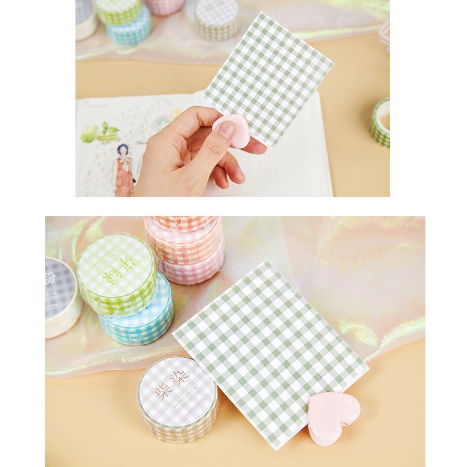 Washi tape kẻ sọc caro băng keo giấy họa tiết nhiều màu sắc trang trí sổ