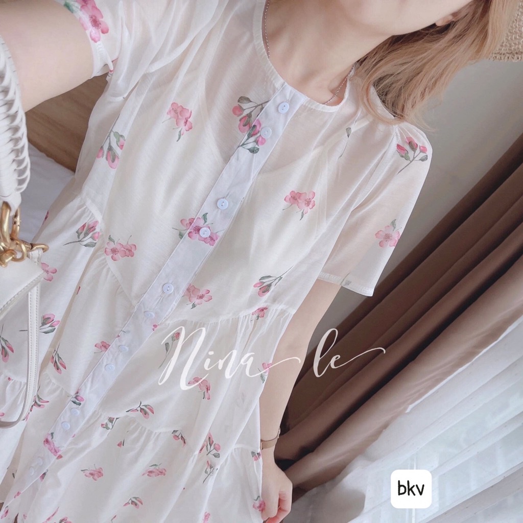 Đầm Babydoll Maxi Hoa Nhí Kèm Áo Hai Dây Bên Trong Cùng Màu Chất Tơ Cao Cấp Cực Mát Sinita