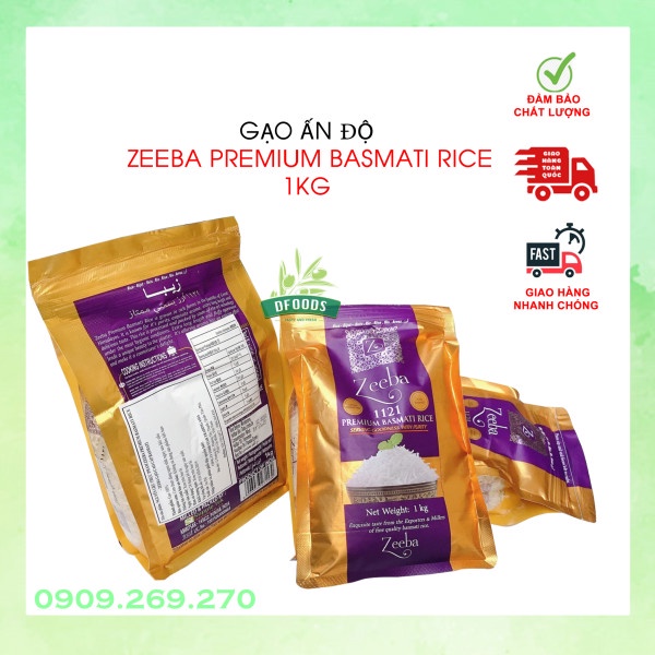 Gạo Ấn Độ Premium Basmati Zeeba 1121 Gạo dài Gluten free (túi 1kg)