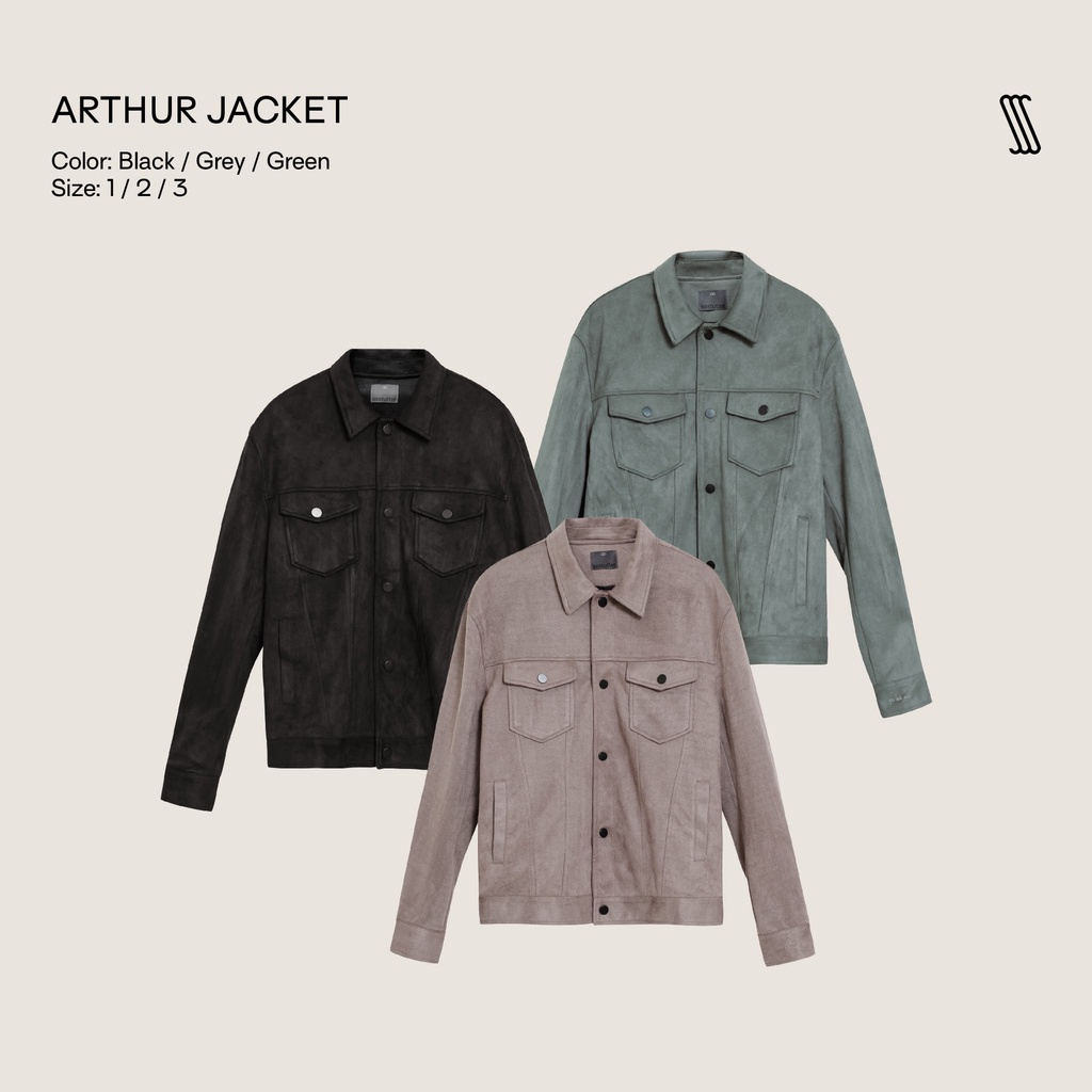 Áo khoác nam SSSTUTTER da lộn có 2 túi hộp ở ngực ARTHUR JACKET