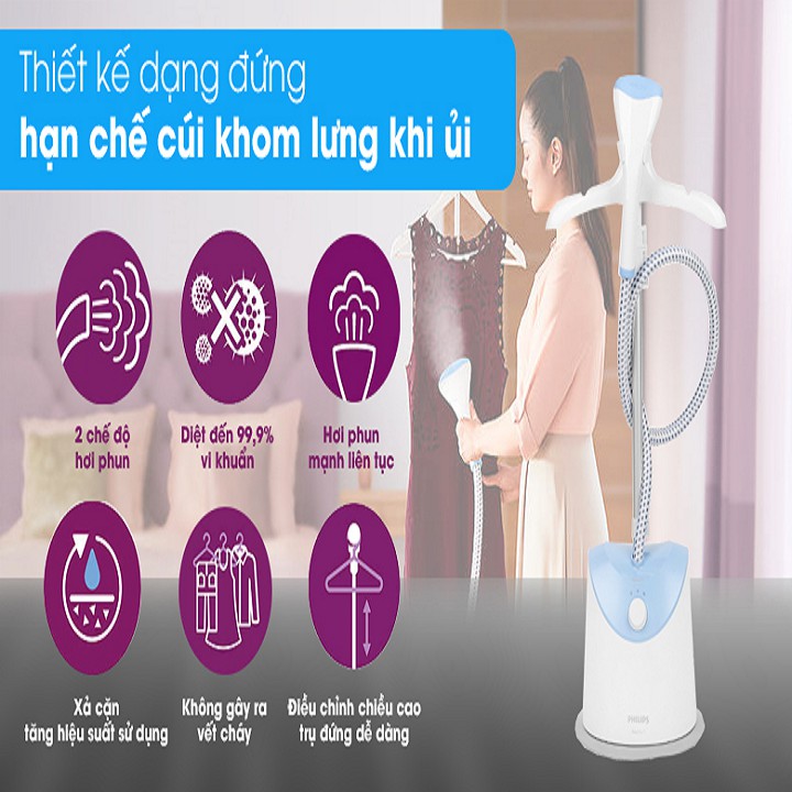 Bàn ủi hơi nước đứng Philips GC482, Hàng phân phối chính hãng