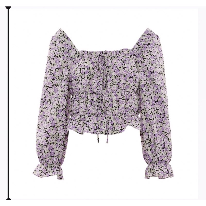 Áo nữ crop top dài tay may Smocked vnxk dư xịn