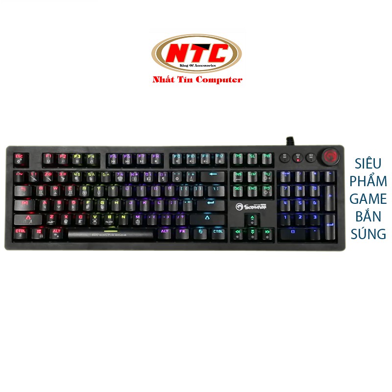 Bàn phím cơ blue switch Marvo KG917 siêu phẩm game PUBG - tích hợp icon thao tác trên keycaps (Đen)