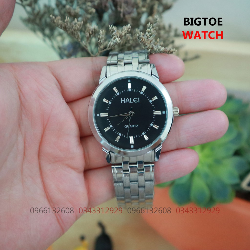 Đồng hồ nam Halei mặt đen dây da kim loại chính hãng chống nước tuyệt đối | BigBuy360 - bigbuy360.vn