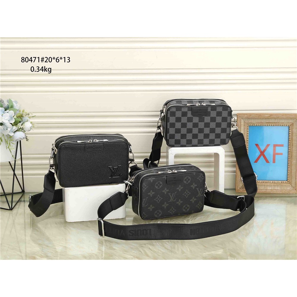 LV_Túi Đeo Chéo Da Hai Lớp 20cm Thời Trang Cho Nam Nữ