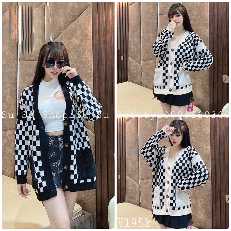 Áo Khoác Len Cardigan Phối Túi Hàng Quảng Châu Cao Cấp