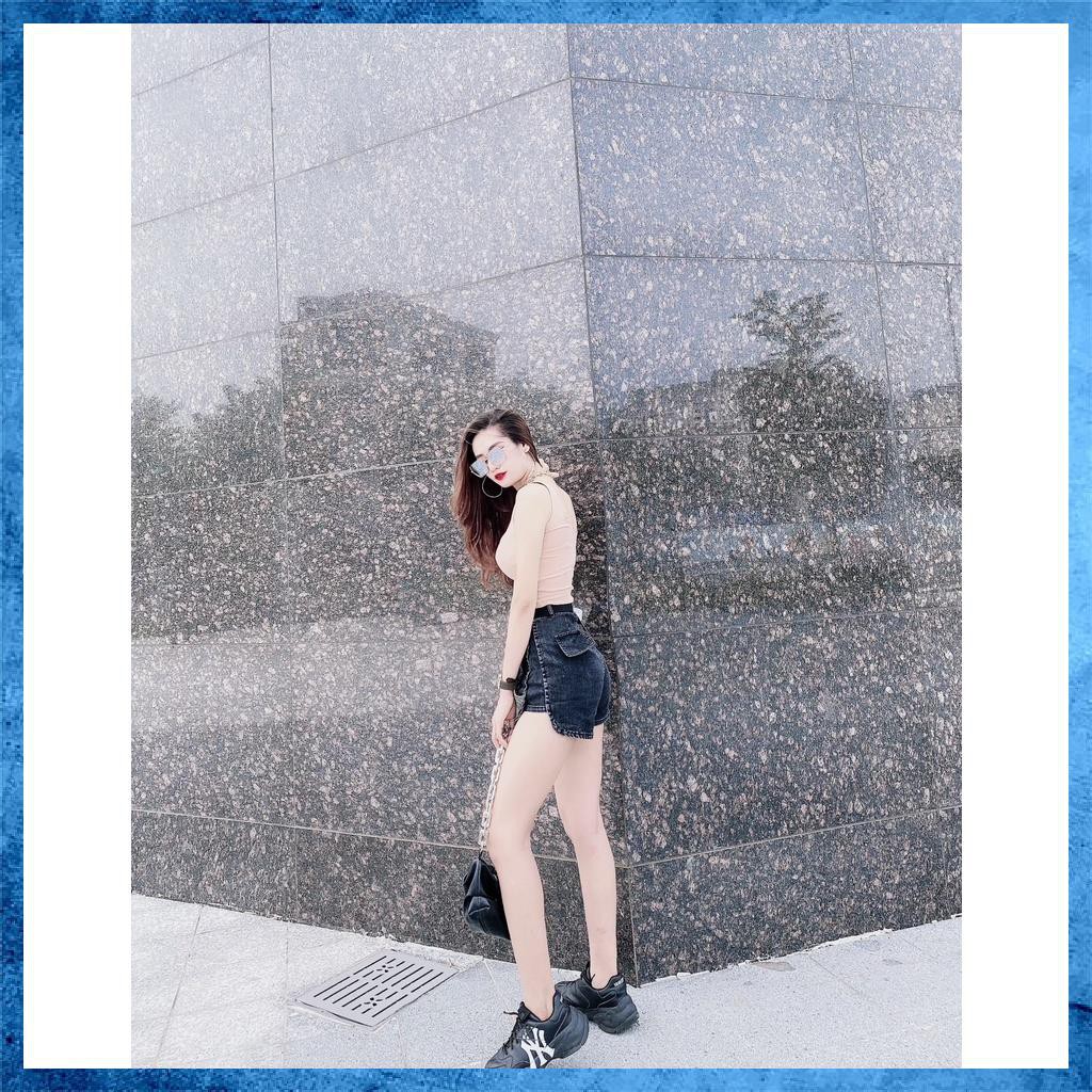 [Mã HUONGZOZO giảm 10K đơn 499K] Quần shorts jeans trơn, quần sooc bò lưng cao túi hộp xẻ sườn. Mã S0115 | BigBuy360 - bigbuy360.vn