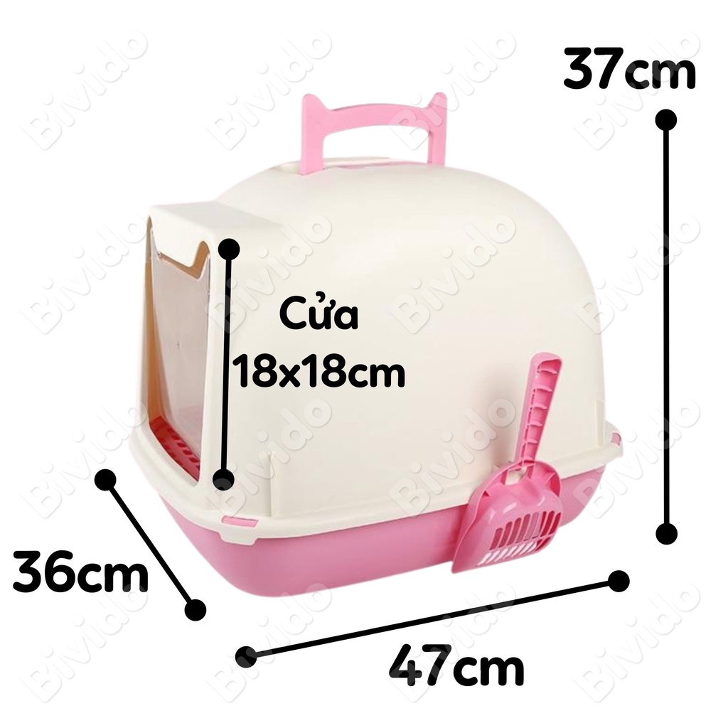 Nhà vệ sinh cửa tai mèo size lớn cho mèo dưới 5kg - Bivido