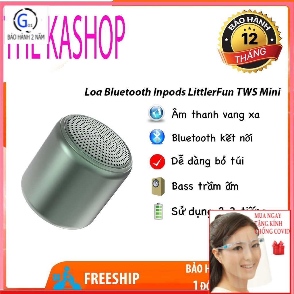 Loa bluetooth siêu nhỏ dễ thương LITTLEFUN TWS bass vòm, Loa Bluetooth Không Dây