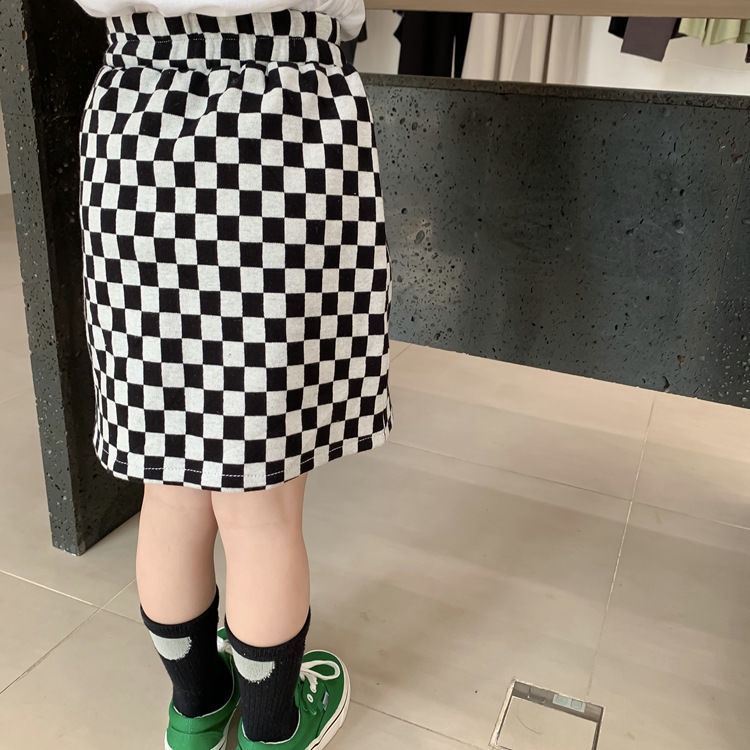 Set Áo Thun Ngắn Tay + Chân Váy Caro Phong Cách Hàn Quốc Thời Trang Mùa Hè Cho Bé Gái