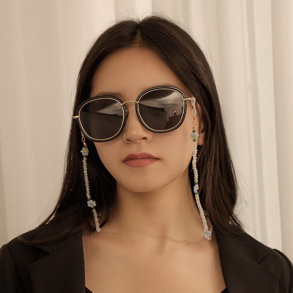 Dây chuỗi hạt acrylic unisex gắn khẩu trang/kính đọc sách đeo cổ chống mất trang trí hình bông hoa thời trang Bohemia