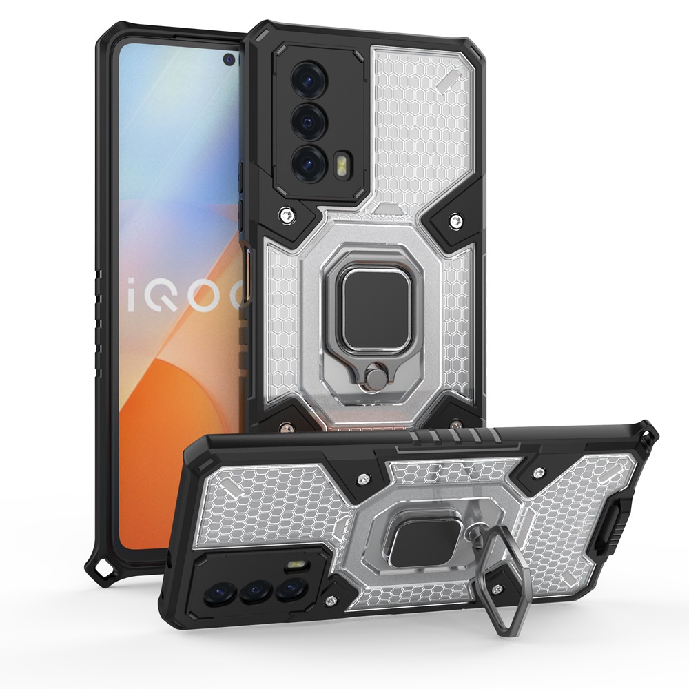 Ốp Điện Thoại PC Cứng + TPU Mềm Tản Nhiệt Kèm Giá Đỡ Nhẫn Chống Sốc Cho Vivo IQOO Z5
