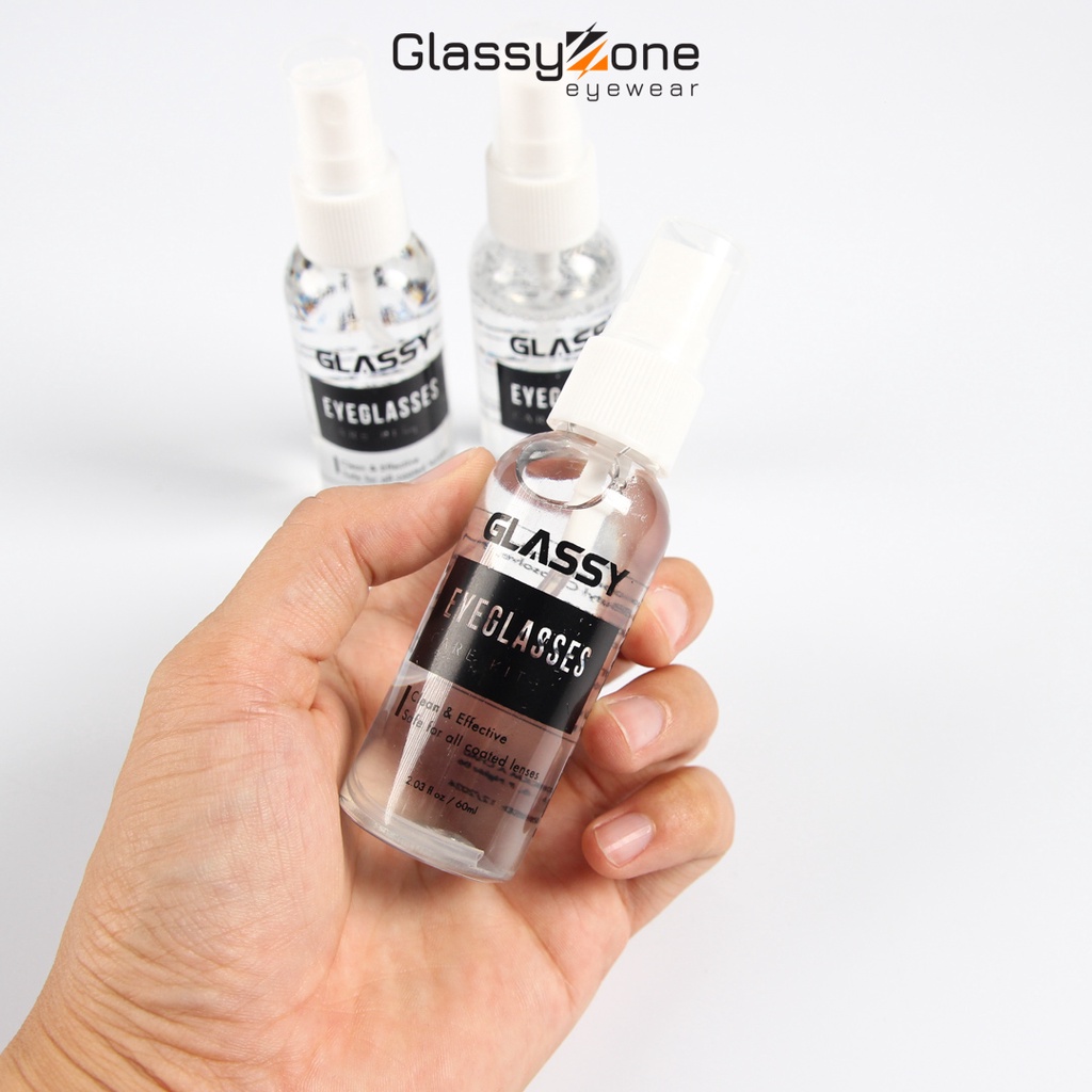 Bình xịt vệ sinh mắt kính, Nước rửa kính Glassy 60ml