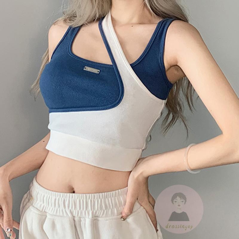 Áo Tank Top Hai Dây Màu Sắc Tương Phản Thời Trang Mùa Hè Cho Nữ