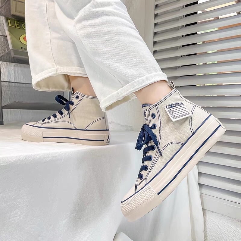 Giày Sneaker Nữ Cao Cổ Độn Đế 2 Màu J322 Cao Cấp - giày cvs vải nữ đế dày chất sịn [top bán chạy nhất]