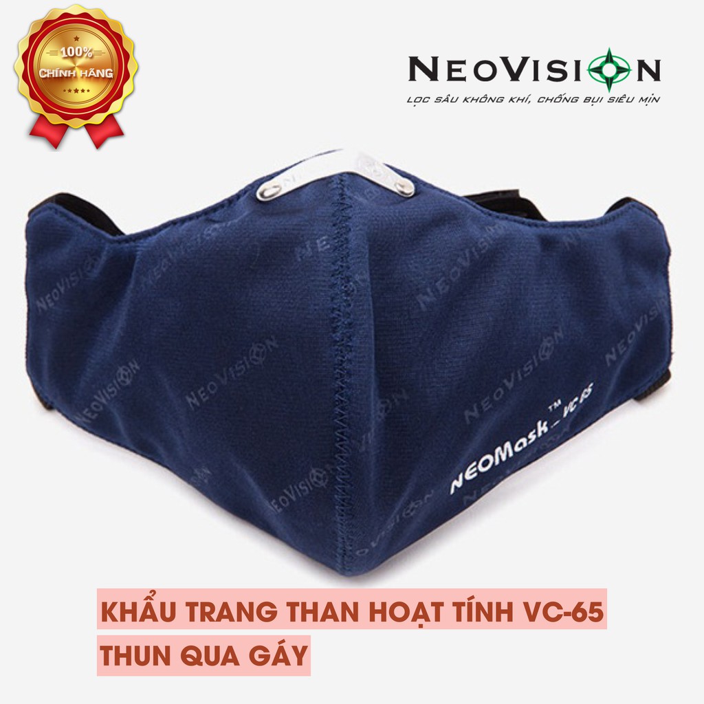 [CHÍNH HÃNG] Khẩu trang Than Hoạt Tính NeoMask VC65 (Thun Quàng Gáy) Xanh đen