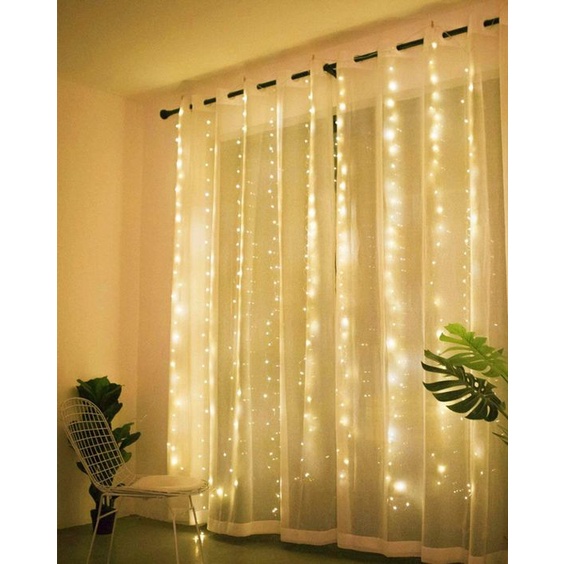 Đèn thả mành đom đóm Đèn thác nước dây đồng trang trí rèm cửa decor nhà cửa sự kiện Đèn thả mành decor rạp cưới siêu đẹp