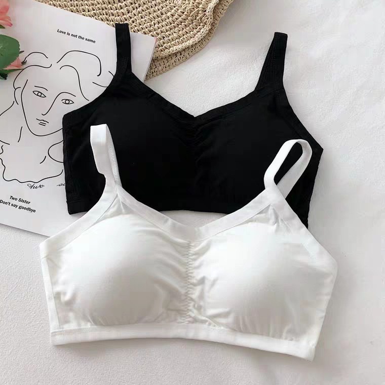 Áo lót không gọng giá rẻ SAM SAM Lá bra học sinh 3 dây có mút tháo rời được. Free size từ 30kg đến 48kg.