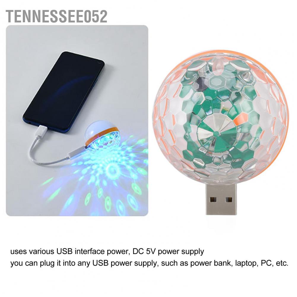 Tennessee052 USB Mini Bóng đầy màu sắc 2 Chế độ chiếu sáng DC 5V Điều khiển bằng giọng nói Đèn sân khấu RGB cho Tiệc khiêu vũ tiệc sinh nhật