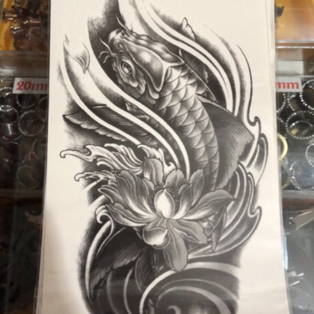 Hình xăm dân cá chép , kích thước 18*22cm